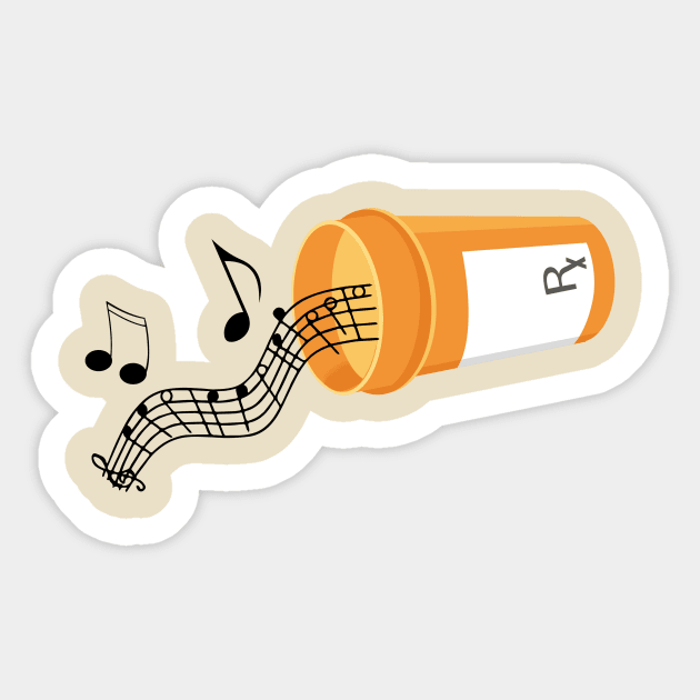 Music is my Medicine Prescription Bottle Sticker by EvolvedandLovingIt